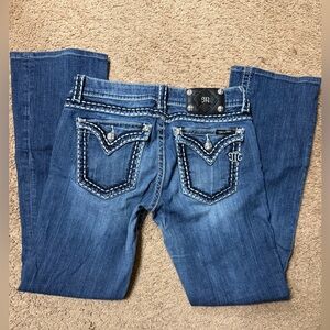 Miss Me Blue Boot Cut Jeans with Embellished Pockets